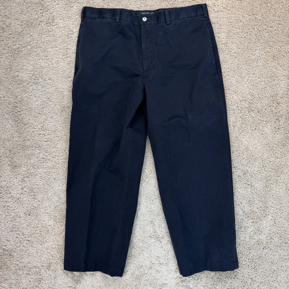 PING Chino Pants Mens (38x28 Actual)‎ Black Cotton Casual Flat Front Trousers